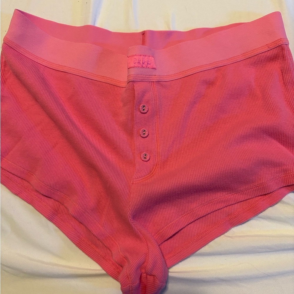 SKIMS Pink High Waist Shorts with Stretchy Fit